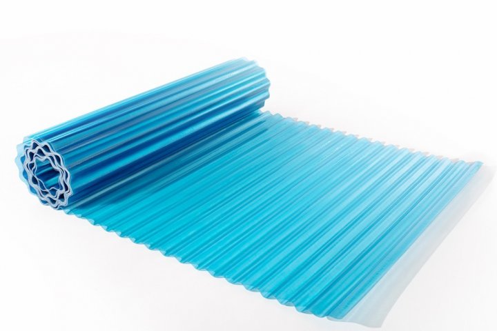 Полиэстер армированный стекловолокном волна, рулон 2,5x40м, синий
