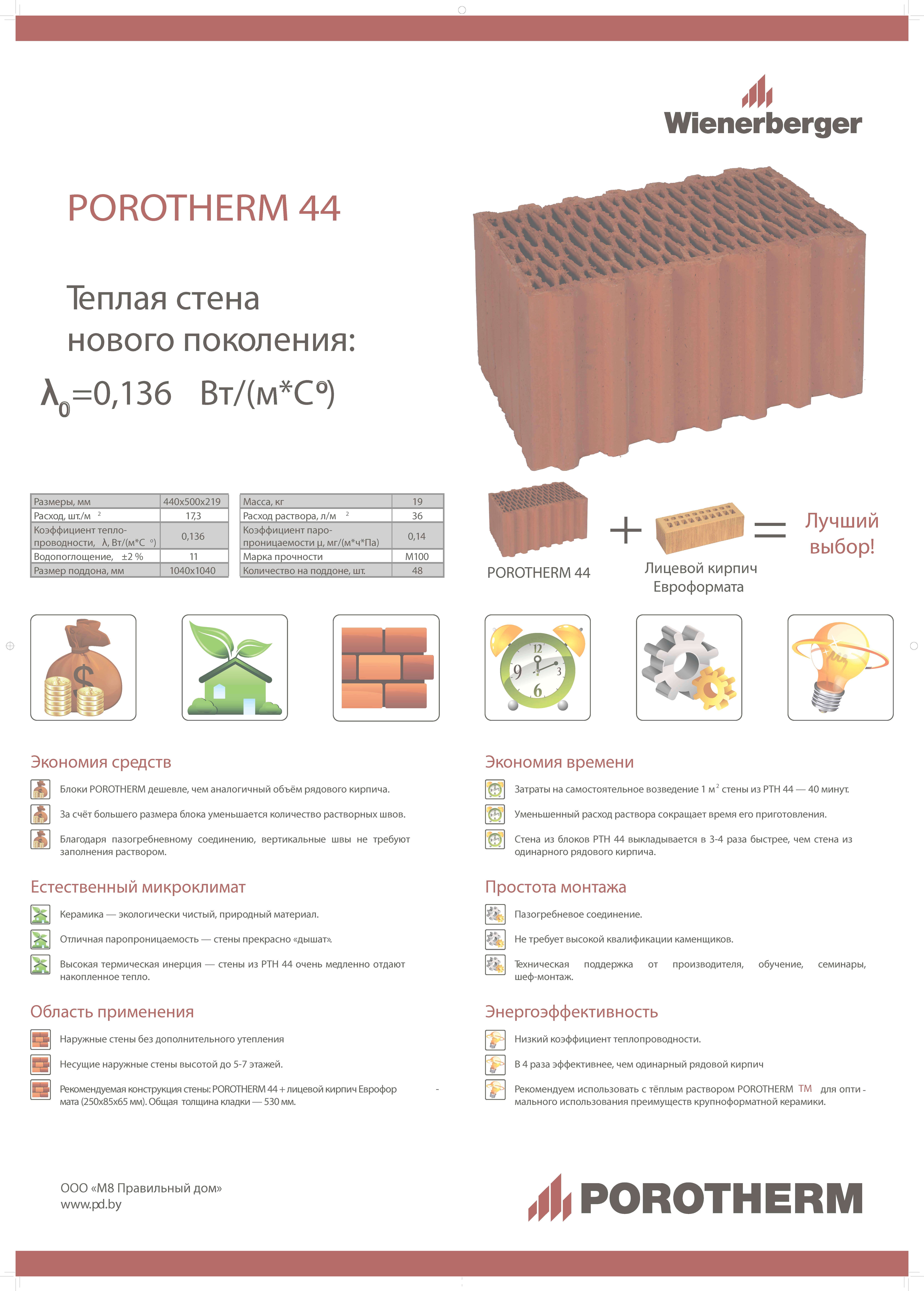 Листовка Porotherm 44